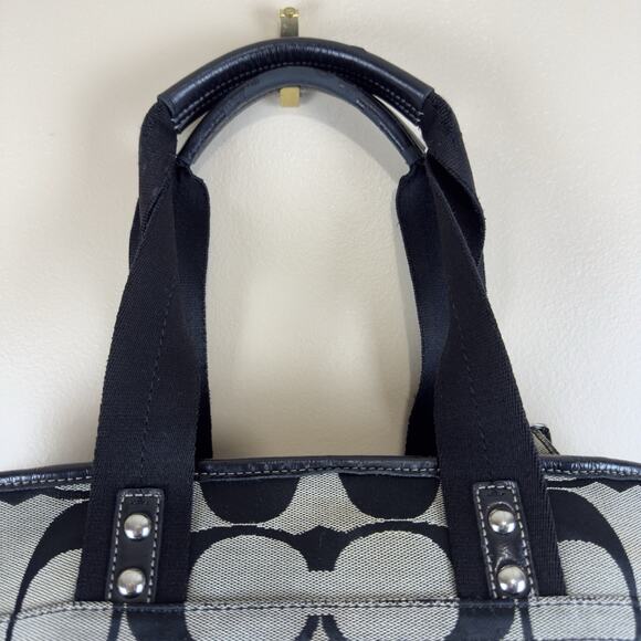 Coach Daisy Signature Tote Shoulder Bag Black Gray M Classic Style - Picture 7 of 15